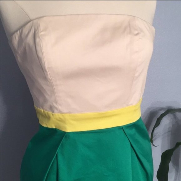 FRENCH CONNECTION Strapless Color Block Dress Sz 2 - Picture 2 of 8